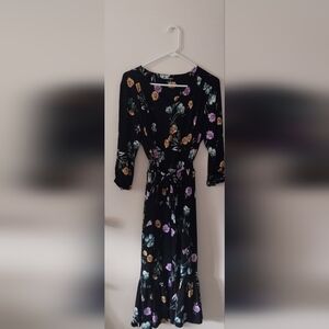 Allison Daley Black Floral Midi Dress